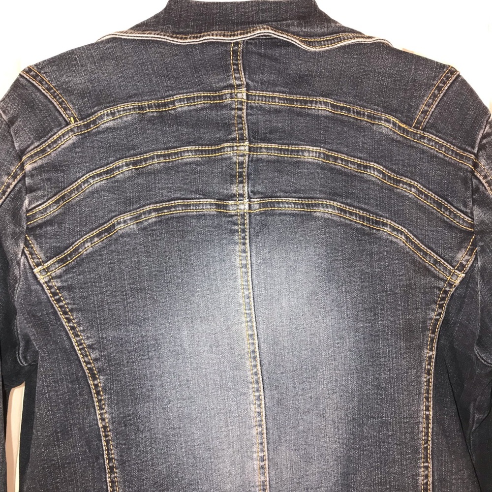 Trendy Stretch Denim Open Blazer, Size M - Picture 6 of 7